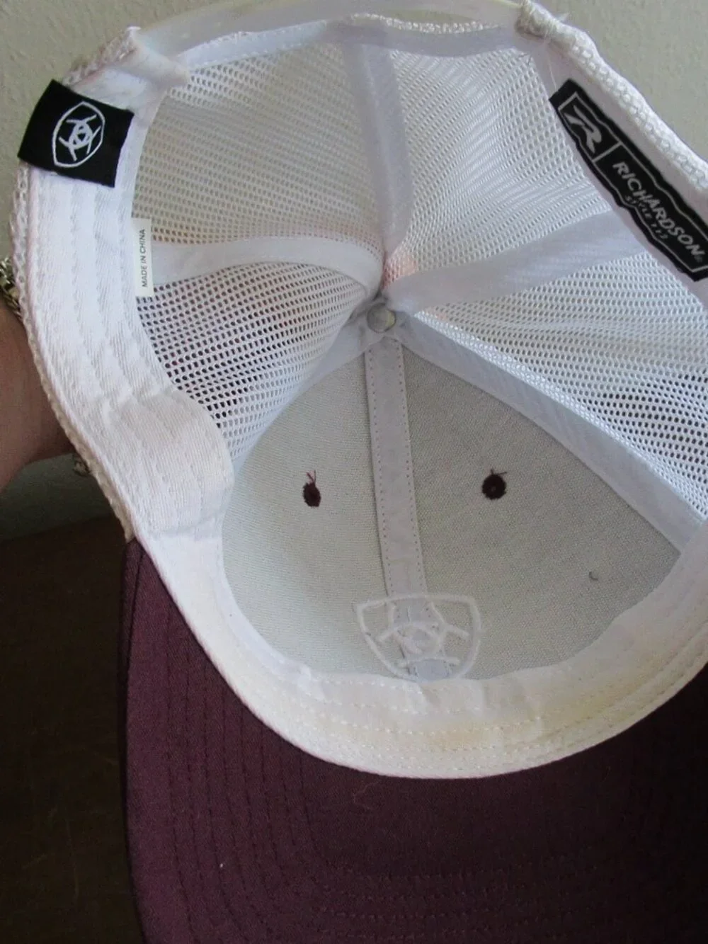 Ariat Maroon White Trucker Hat Mesh Back